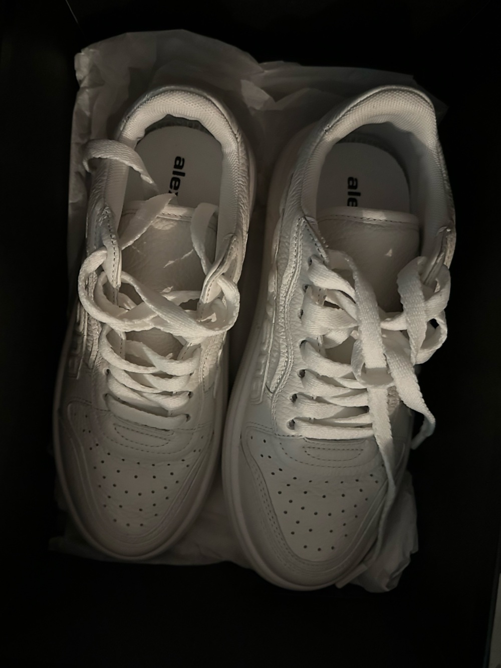 Women’s White Leather Sneakers - AlexanderWang Embossed Detail